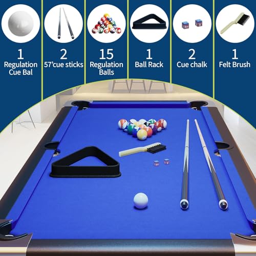 Adult Foldable Pool Table Set for Game Room Basement Garage - size: 7FT