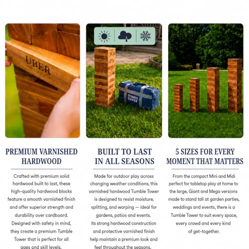 Uber Games Large Tumble Tower in Storage Bag - Varnished Hardwood - size: youth large / 11-13