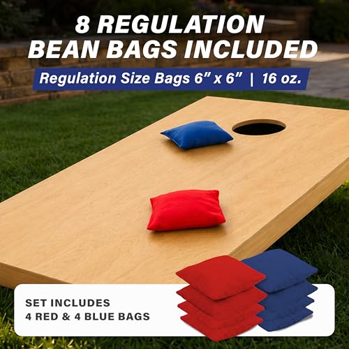 GoSports Solid Wood Premium Cornhole Sets - Choose 4 x 2 ft or 3 x 2 ft - Game Boards Include Set of 8 Cornhole Toss Bags - style: Classic