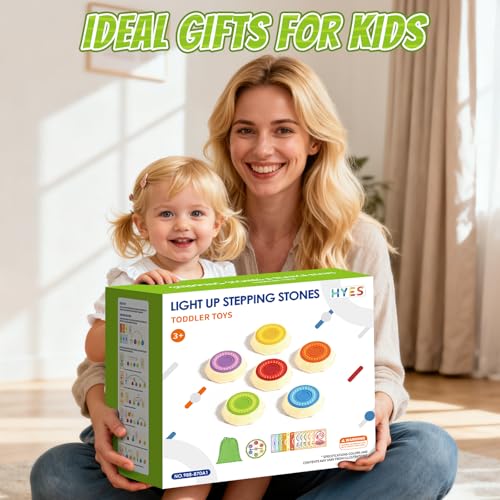 Light Up Stepping Stones for Toddlers 3-5 - 6 PCS Non-Slip Musical Stackable Step Stones, Toddler Obstacle Course Sensory Toys, Indoor Outdoor Jumping Play 1-3 Years Old Boys Girls Birthday Gifts - style: 6 LED Pads