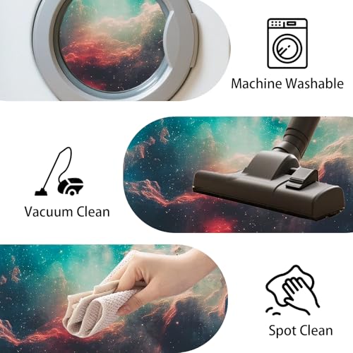 USTIDE Large Gaming Chair Mat Vibrant Galaxy Carpet Nonslip Rubber Desk Chair Mat Office Gaming Floor Mat for Kids Teens Adults 51"x51" - color: Green/Red