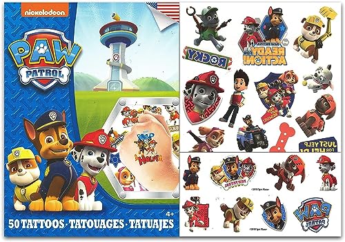 Paw Patrol Toys Games Activities Bundle for Toddlers, Kids - 4 Pc Paw Patrol Bowling Set with Tattoos and More (Paw Patrol Playset)