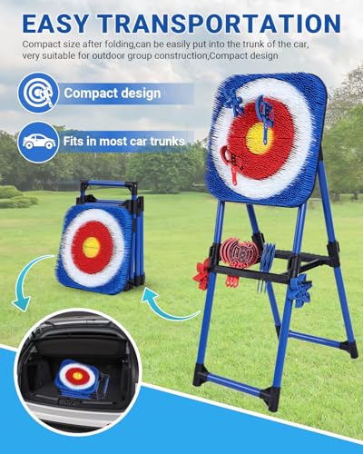 Axe Throwing Bristle Target with 16 Throwing Axes Set, Foldable Axe Throwing Game for Backyard, Outdoor Games, Yard Game, Carnival Games