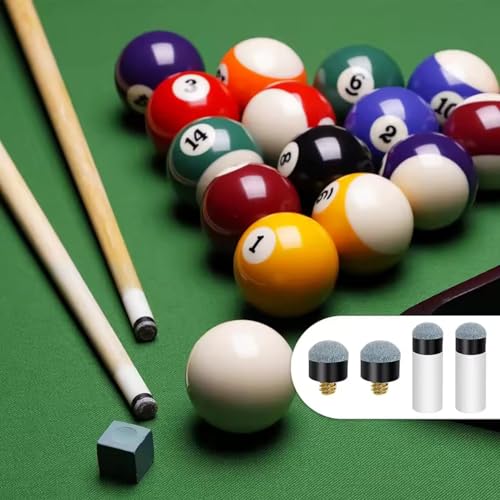 10 Sets Billiard Cues Tips Replacement Kit, White Pool Cue Stick Ferrules & Blue Screw On Pool Cue Tips in 0.47inch, Billiards Club Repair & Maintenance Accessories
