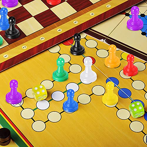 26 Pieces Multicolor Board Game Pieces and Dice Include 24 Multicolor Plastic Pawn Chess Pieces and 2 Plastic 6-Sided Game Dices, Chess Game Pieces Dice Set for Board Game Components Table Marking