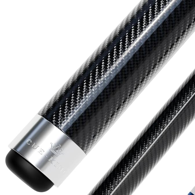Cue-King Pool Cue Military-Grade Carbon Fibre 58” 18oz 2 Piece with 12.5mm Premium Tip Finished in Gloss Exposed Carbon Fibre, Professional Pool Cue - style: Carbon Cue