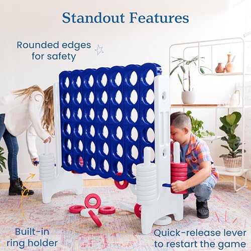 ECR4Kids Jumbo 4-to-Score Giant Game with 42 Rings and Reset Sliders, Kids Games, Red/White/Blue - color: Red/White/Blue