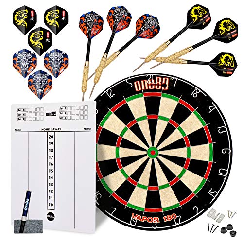 ONE80 Vapor 180 Bristle Dartboard Staple Free Bullseye Steeltip Darts Extra Flights - style: with Scoreboard