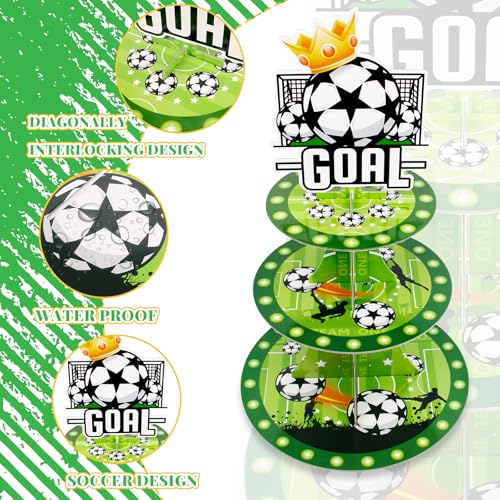 Soccer Party Favors, Soccer Goal Theme Party Supplies, 2 Pack 3 Tier Cupcake Stand, Football Birthday Party Decorations for Kids Teens Adults