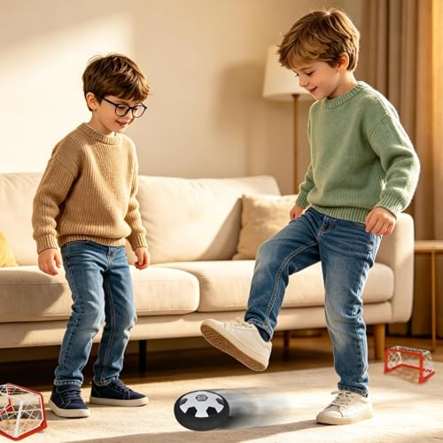 Hover Soccer Game, Floating Air Design, 1SET, Light Up Electric Floating Hockey Toy, Indoor Tabletop Air Soccer Disk Set, Family Entertainment, for Kids and Adults, Home Desk Party