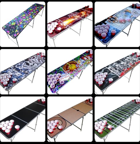 Bones Portable Pong Table with Cup Holes for Football Tailgating, Camping, Halloween Decoration Games.