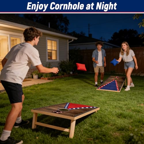 Electronic Cornhole Board Set (2x1ft) - Automatic Scoring Corn Hole Game for Adults & Kids - Infrared Sensing Wood Set with 8 Bags & Carry Case for Backyard, Party & Tailgates
