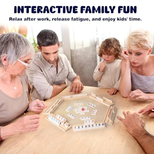 Rummy Cube Game Set 6 Player Edition with 6 Wooden Racks, 160 Large Number Tiles and Portable Zippered Case, Rummy Travel Game Set - Classic Tile Board Games for Family Adults Kids Travel, Ideal Gift - style: 6 players with 160 tiles