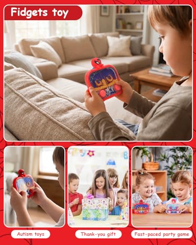 Handheld Water Game with Light – Water Ball Target Toy for Kids Ages 3+, Retro Fidget, Screen-Free Car Travel Game, Road Trip, Airplane, Portable Autism Gift - color: Spider