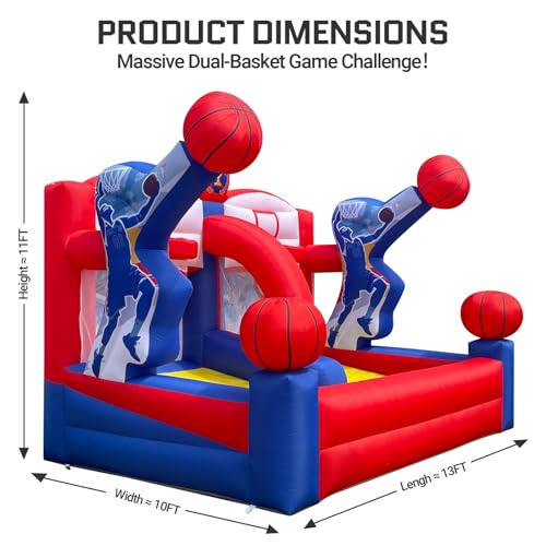OZIS Inflatable Basketball Hoop Shoot Game, Interactive Inflatable Party Basketball Game Portable with 4 Balls & Blower Easy Set-Up Ideal for Outdoors Parties, Sports Events, Backyard Play