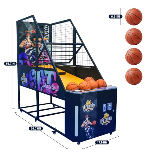 Foldable Coin Operated Basketball Arcade Game Machine 2 Player | LED Scoreboard, Sound Effects, Commercial Grade, Home & Bar Use, Indoor Use