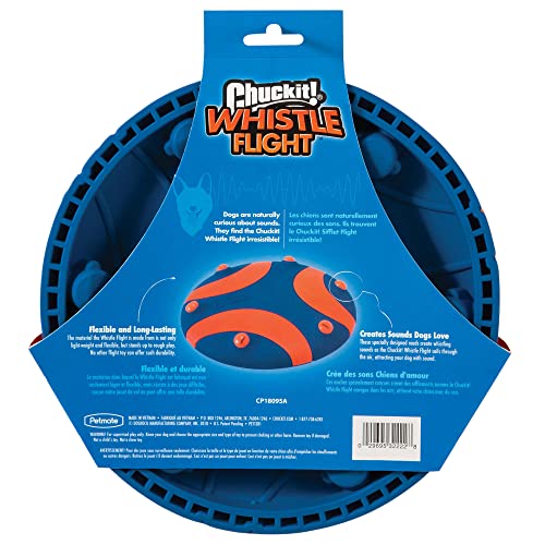 Chuckit! Whistle Flight Outdoor Dog Fetch Toy, Orange/Blue, 10.6" x 1.2" x 11.1", For Medium to Large Dogs