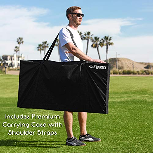 GoSports Bamboo Cornhole Toss Game Set with 8 Bean Bags & Carrying Case - Choose Regulation or Tailgate Size Boards
