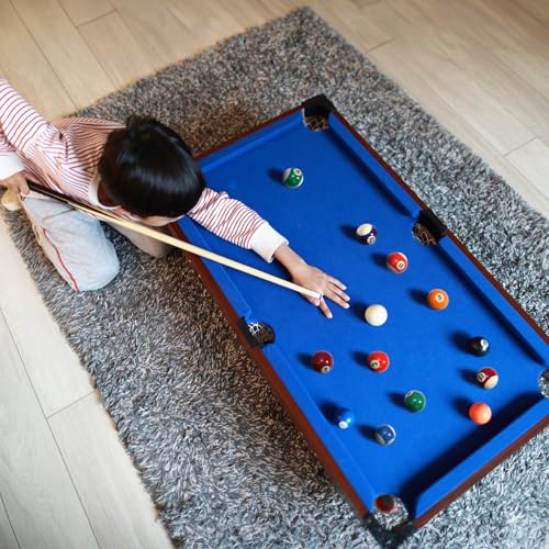 TOPZEA Billiard Balls Set Mini Size, 1-1/2 Inch Pool Ball Set, Complete 16 Balls with Billard Rack for 6 Feet Pool, Snooker Pools Table Accessories, American Style