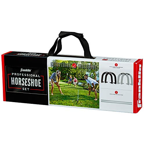 Franklin Sports Horseshoes Sets - Game Sets for Adults + Kids - Includes (4) Horseshoes and (2) Ground Stakes - style: Professional