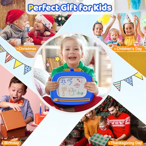 Kikidex Toddlers Toys Age 1-3, Magnetic Drawing Board, Doodle Board Pad Learning and Educational Toys for 1 2 3 Year Old Baby Kids Birthday Gift (Dark Blue) - color: Dark Blue