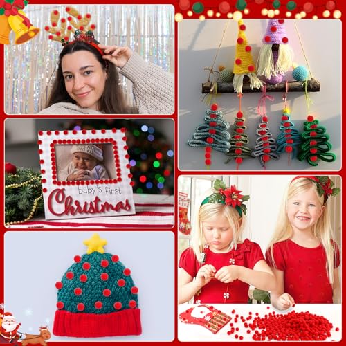 SEPGLITTER 1000 Pcs Mini Christmas Red Pom Poms Puff Balls for Crafts | 1cm Mini Size, Red Puff Balls, DIY Crafts Making, Handmade Projects, Halloween Valentines Party Supplies Decorations - style: Red Style