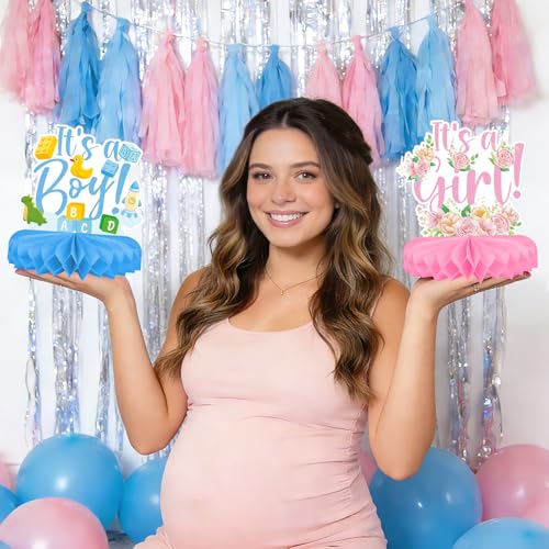 Girl Baby Shower Decorations Set - Kit with Pink Honeycomb Centerpiece, Baby Reveal & Themed Table Decor for the Baby Girl Shower Decorations - style: Girl