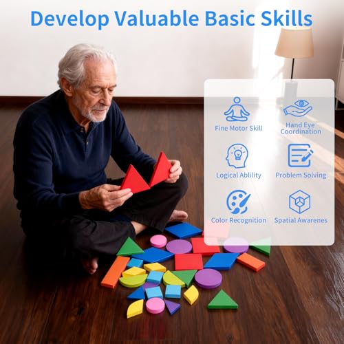 Wooden Tangrams Pattern Blocks, Elephant Style - color: Multicolored1