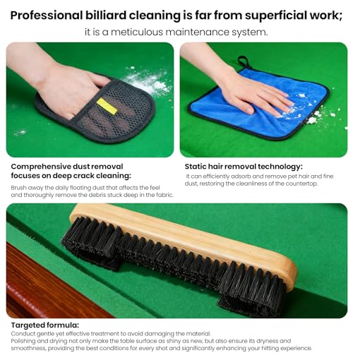 Pool Table Cleaner Kit,Billiard Cleaning Spray and Billiard Table Brush-Billiard Table Maintenance Accessory Set,Suitable for Billiard Players to Maintain the Cleanliness of Billiards