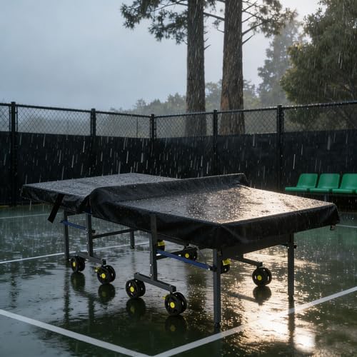 Ping Pong Table Cover Outdoor Waterproof,Table Tennis Cover Fits Both Folding and Flat Tables (Flat Size-9x5 FT) with Waterproof Seal, Includes Organize Bag for Indoor and Outdoor Use