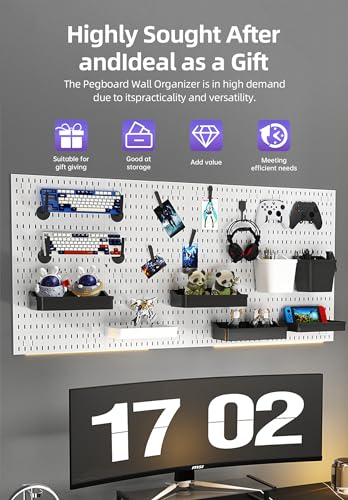 Revamp Your Space With A Versatile Pegboard Kit - Effortlessly Organize Home, Office, And Gaming Setup With Customizable Hanging Solutions (White)
