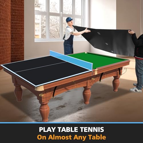 7/8/9ft Mid-Size Ping Pong Conversion Top with Net Set for Billiard and Pool Tables - Regulation Top Converts Billiards into Ping Pong Table Blue/Green/Black - color: Black, size: 7 FT