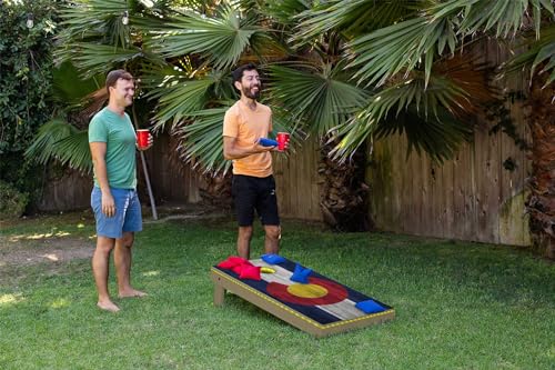 State Flag Solid Wood Regulation Cornhole Set 4 Feet x 2 Feet Includes Set of 8 Bags and Carrying Case with Optional LED Lights and Lamination - style: Maine