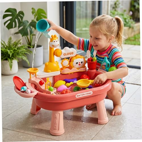 Toy Sink with Running Water, Toddler Water Table Play Sink with Detachable Legs, 180° Rotating Faucet & Multi-Play Modes.. - color: Style 1