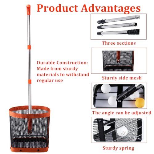 WIGERLON Ping Pong Ball Picker Holds 150 pcs Balls, Table Tennis Ball Picker for Training, Ping Pong Ball Picker Upper for Coach and Player