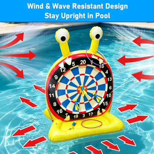 Inflatable Monster Dart Board Pool Games, Pool Floats Water Game for Beach Yard, 2-in-1 Pool Toys with Throwing & Ring-toss Games, Summer Water Toys for Kids, Teens & Adults - size: 33.5"