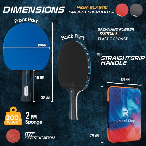Flow Table Tennis Set 2 Performance Ping Pong Paddles with 2 Balls Balanced Control, Spin & Speed Multi-Ply Wood Blades Indoor & Outdoor Play Recreational to Intermediate Players