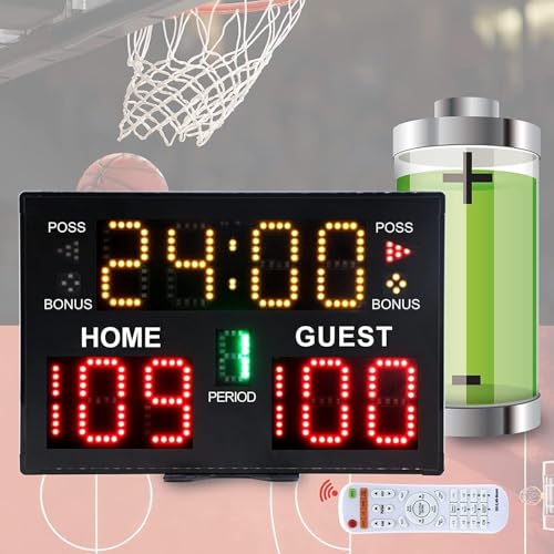 Sports Electronic Scoreboard, Basketball Digital Scoreboard, Wall-Mounted Professional Score Clock Score Keeper