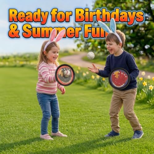 Clap&Leap Toss and Catch Ball Set, Outdoor Games, Kids Toddler Baseball Glove & Catch Ball Toys, Easy to Use Sticky Balls, Fits All Hand Sizes, for Beach Yard Pool Outside (Upgraded)