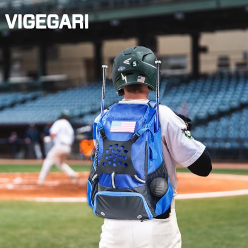 Baseball Backpack for Youth, Boys, Adults - Bat and Softball Equipment Bag With Glove Holder, Helmet, Shoes Compartment - T-Ball Accessories and Baseball Gifts - color: Blue-42L