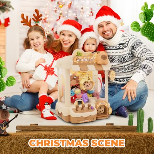 Capybara Claw Machine for Kids, Arcade Prize Grabber with Plush Toys and Capsules, 3-Joystick Coin-Style Controls, Lights and Music, Gift for Ages 3 and Up - style: Capybara