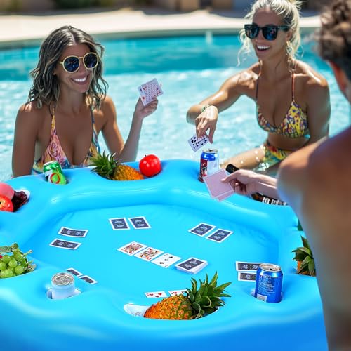 Seenelling Large Floating Table for Pool Games Floating Holder Cooler Containers Inflatable Pool Games Table Tray Accessories for Swimming Summer Beach Indoor Outdoor