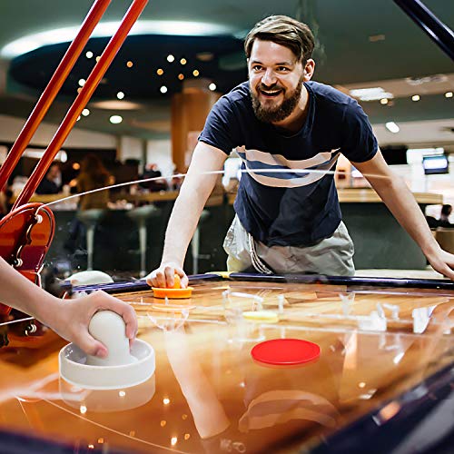 Coopay Air Hockey Pushers and Pucks, Air Hockey Paddles, Goal Handles Paddles Replacement Accessories for Game Tables (4 Striker, 8 Red Puck Pack) - color: White and Black