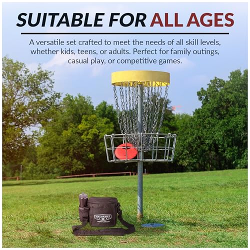 Hathaway Disc Golf Starter Set with Bag – 8.25” Frisbee Golf Discs Set with PVC Carrying Bag for Basic Disc Golf Accessories - Three Drivers, Two Mid-Range & One Approach/Putter Disc Golf Set with Bag