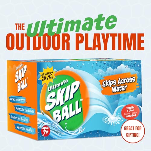 Activ Life The Ultimate Water Skip Balls, Water Bouncing Ball for Swimming Pool, Beach Toys for Friends, Family, Kids and Adults - style: Green/Orange