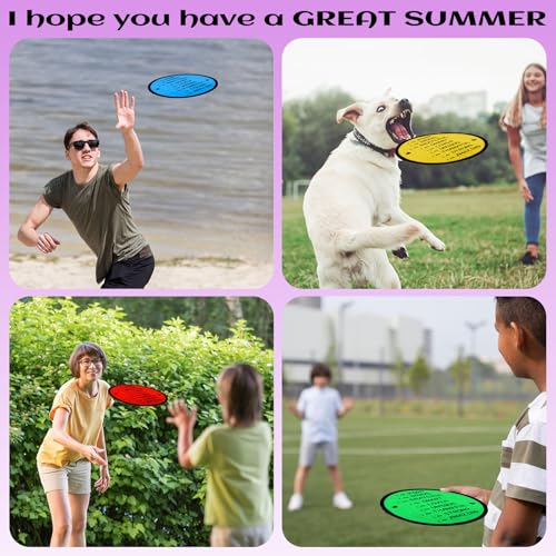 End of the Year Gifts for Students Bulk Foldable Flying Disc Fans Set with Stickers Bags, End of Year Student Gifts from Teacher Beach Fun Folding Pocket Hand Fans for Outdoor Activities Games - style: 24 Pcs Inspirational Flying Disc Fans-A