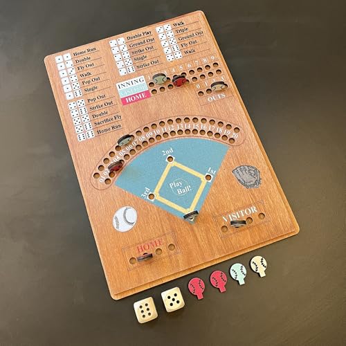 CBLKUS Baseball Dice Board Game,Fun Board Game with Dice,Wooden Baseball Games for Family,Party and Holiday Gatherings,Baseball Board Game Premium Version