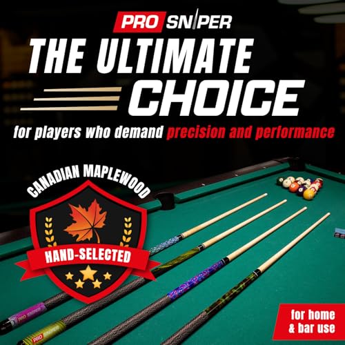 Prosniper Premium Pool Sticks Set of 4 | 58-Inch, 19-Oz Canadian Maple Pool Cue with Low-Deflection Shaft & 4 Extra Chalks | Pro-Grade Billiard Cue for Home & Bar Play - color: Neon Multicolor