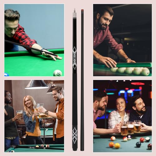 Fiberglass Pool Cue Stick 19-21 oz, 58 inch Billiard cue for Professional Adult Player - color: Black 19oz