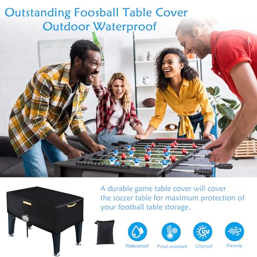 Foosball Table Cover,Heavy Duty 420D Foosball Table Covers Outdoor Waterproof,Soccer Table Cover with Windproof Buckle,4 Reflective Strip Handles,Universal Cover for Foosball Table and Game Soccer
